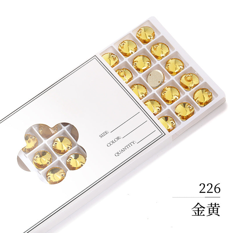 Flat Bottom Hand-Sewn Diamond K9 Satellite Round Flat Buckle Double Hole Punched Hand-Sewn Diamond Wedding Dress Apparel Accessories Super Flash Satellite