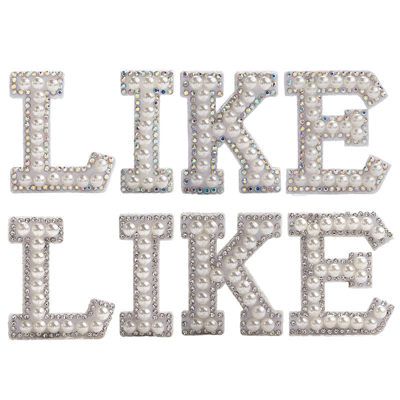 English Letter Hot Patch Stickers - 26 Letters White Imitation Pearl DIY Clothing Accessories