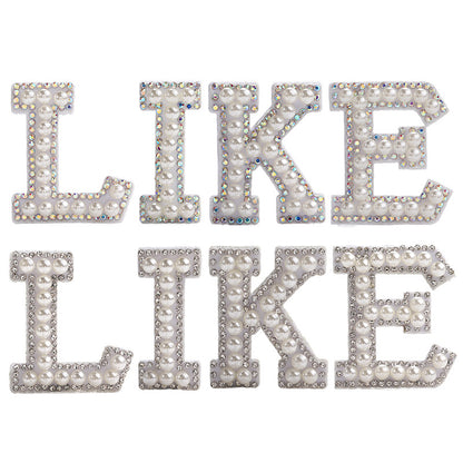 English Letter Hot Patch Stickers - 26 Letters White Imitation Pearl DIY Clothing Accessories