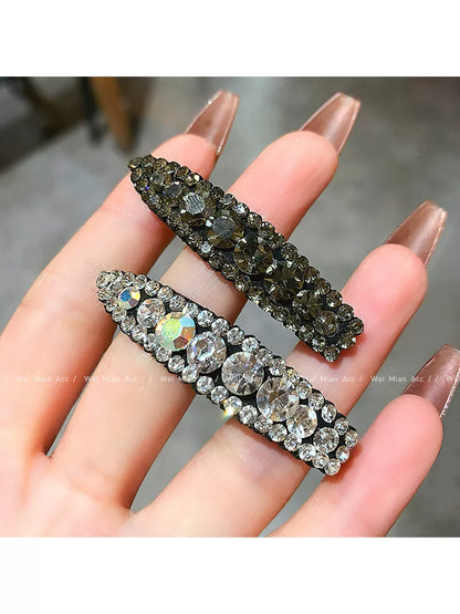 2026 New High-End Light Luxury Rhinestone Duckbill Clip for Women, Exquisite Full Diamond Bangs Side Clip, Forehead Hair Clip