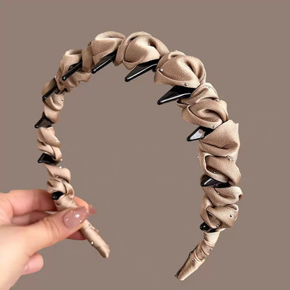 Elegant fabric with a starry sky-high headband for women, high-end new high-crown headband with teeth, face-washing hair clip, for everyday outdoor wear
