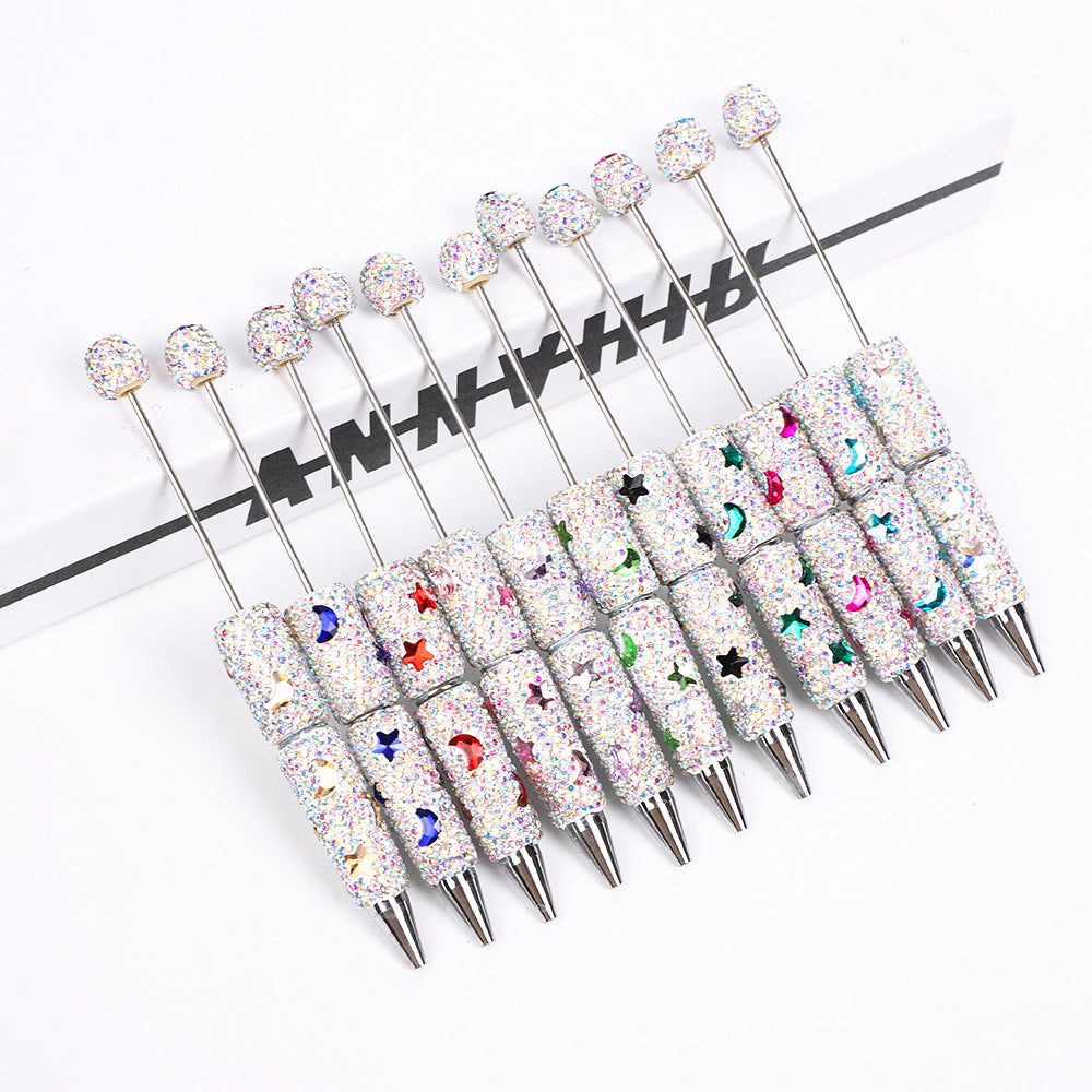 Star Moon Full Diamond Ballpoint Pen Creative DIY Beadable Handmade Diamond Ballpoint Pen Manufacturer Gift Pen Wholesale