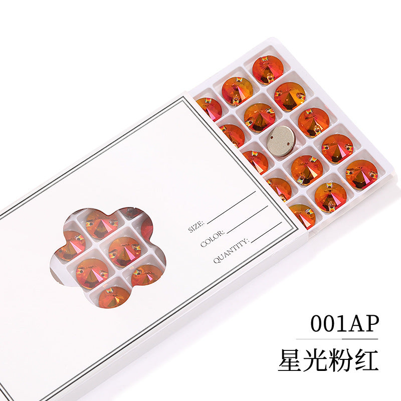 Flat Bottom Hand-Sewn Diamond K9 Satellite Round Flat Buckle Double Hole Punched Hand-Sewn Diamond Wedding Dress Apparel Accessories Super Flash Satellite