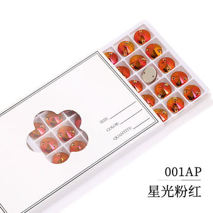 Flat Bottom Hand-Sewn Diamond K9 Satellite Round Flat Buckle Double Hole Punched Hand-Sewn Diamond Wedding Dress Apparel Accessories Super Flash Satellite