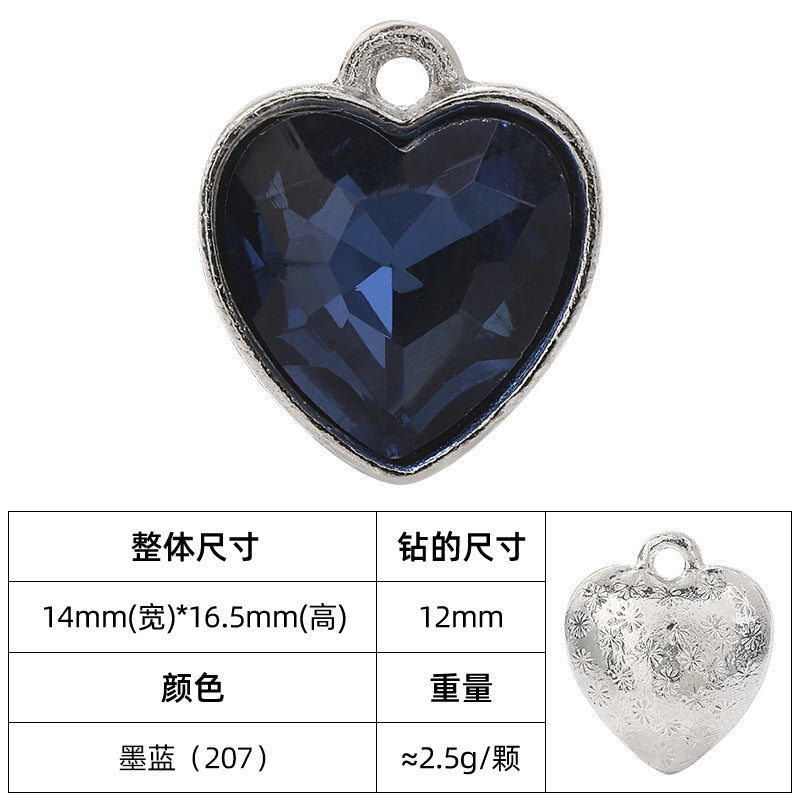 Heart-inlaid 12MM peach heart single crystal pendant bracelet, headpiece, flower tray material, DIY accessory pendant