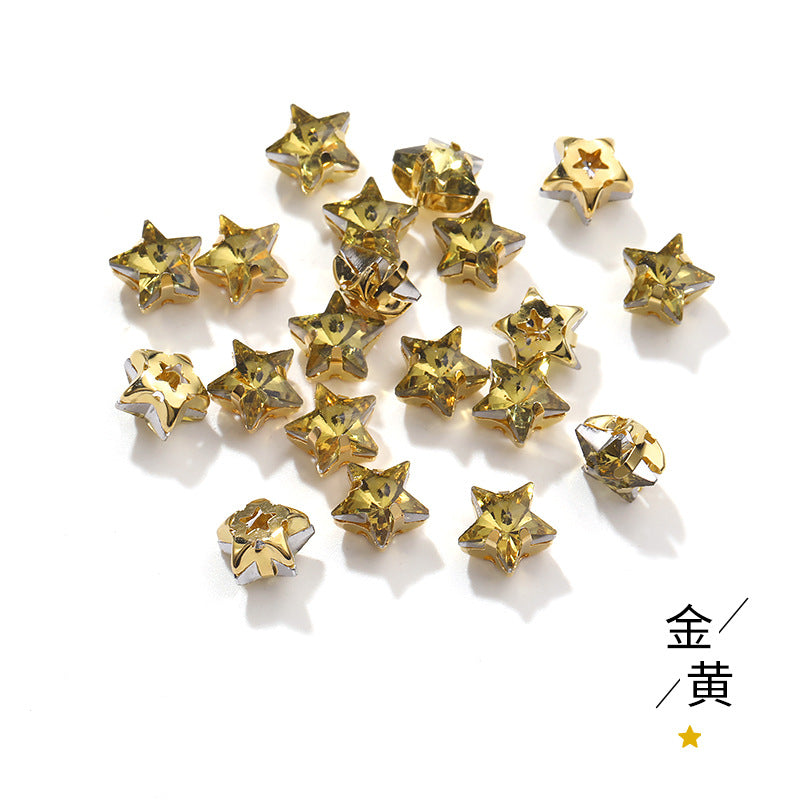 New 10mm five-pointed star hand-stitched glass thickened claw drill 3D DIY wedding dress, clothing, shoes, bags, hair clips, accessories