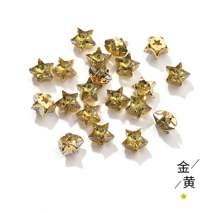 New 10mm five-pointed star hand-stitched glass thickened claw drill 3D DIY wedding dress, clothing, shoes, bags, hair clips, accessories