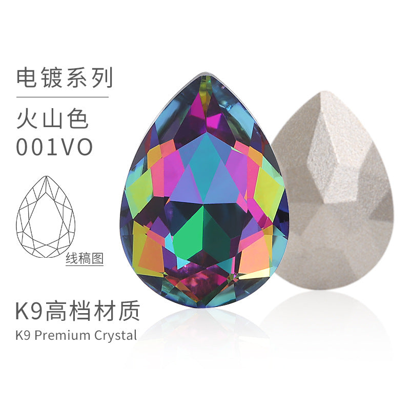 K9 material, pointed bottom pear-shaped rhinestone, color-resistant base, clothing crystal accessories, high-end pinkstone rhinestone