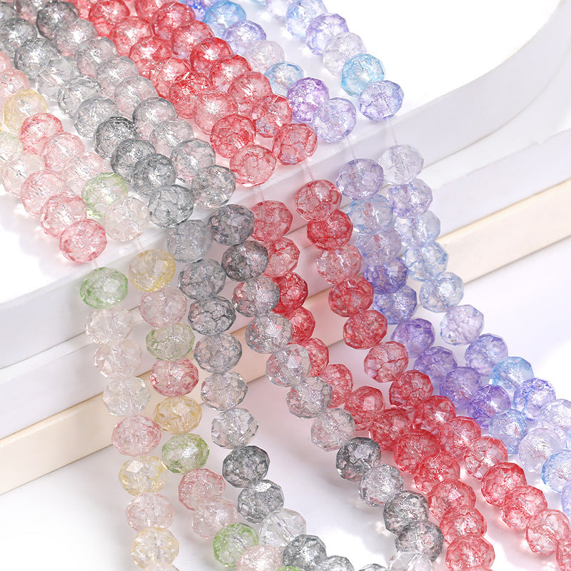 Multicolor Ice Flower Faceted Crystal Glass Beads - Wheel Scatter Bead Bracelet Necklace Accessories
