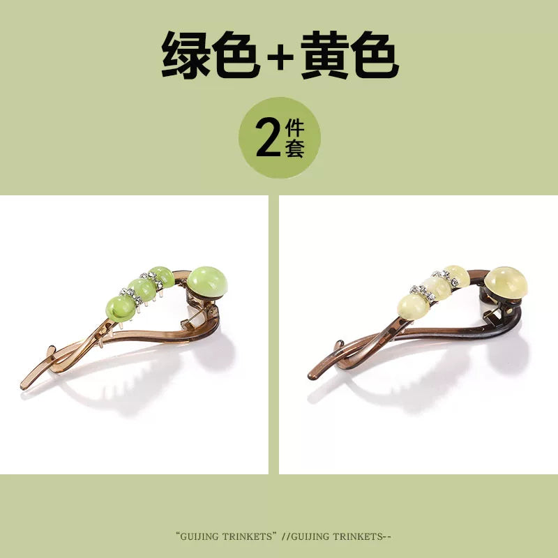 High-end and elegant beaded twisted clip, rhinestone hair clip for women, no poking at the back of the head, updo claw clip, versatile flat-head clip