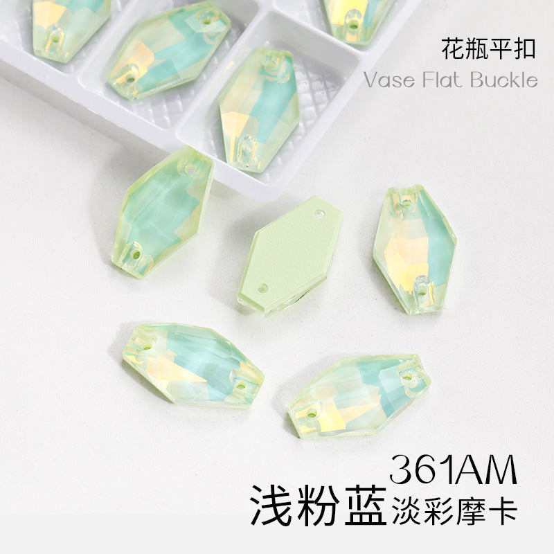 Factory wholesale flat buckle flat bottom hand-stitched rhinestone vase crystal stone ultra-glitter scratch-free packaging glass diamond