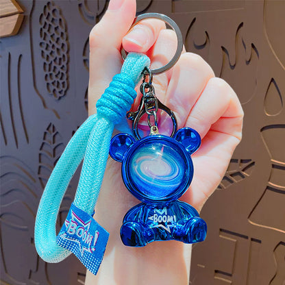 Cartoon Trendy Cool Starry Sky Bear Keychain - School Bag Pendant Creative Couple Doll Key Chain Charm Small Gift