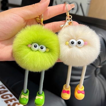 Cute imitation otter rabbit long legs small briquette car keychain pendant plush bag pendant gift doll doll