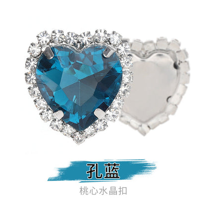 Heart-Shaped Crystal Claw Rhinestones - Hand-Sewn Hat Shoe Accessories Crystal Buckles
