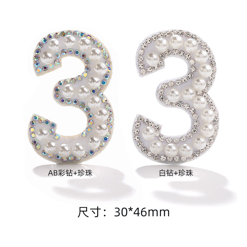 Hot Patch Non-Woven Digital Patches - DIY Clothing Accessories White Imitation Pearl Diamond
