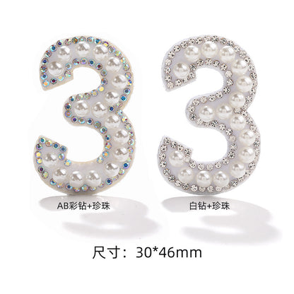 Hot Patch Non-Woven Digital Patches - DIY Clothing Accessories White Imitation Pearl Diamond
