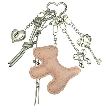 Cross-border explosive cartoon leather puppy bag hanging mobile phone case keychain creative lanyard PU leather couple DIY accessories