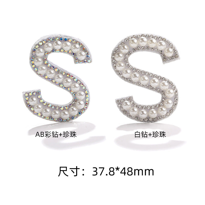 English Letter Hot Patch Stickers - 26 Letters White Imitation Pearl DIY Clothing Accessories