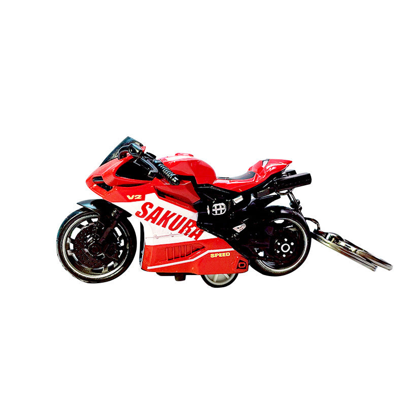 Cartoon Cool Motorcycle Toy Keychain - Creative Alloy Pull Back Motorcycle Car Bag Pendant Small Gift