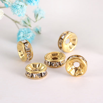 Handmade accessories diamond ring bead separator color bracelet diamond encrusted spacer wheel rim 6 8 10 12mm DIY jewelry accessories