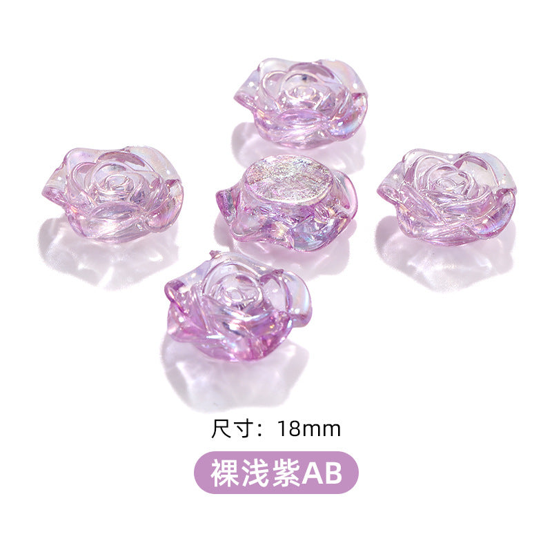 High-Gloss ABS Imitation Pearl Beads - Perforated Beige White Camellia Hairpin Jewelry DIY Accessories