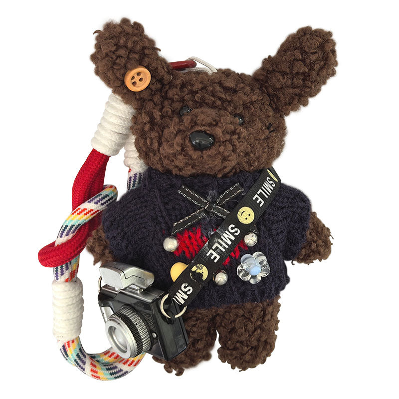 Korean version of handmade cute and colorful puppy bag pendant school bag ornament cute doll keychain mobile phone rope doll