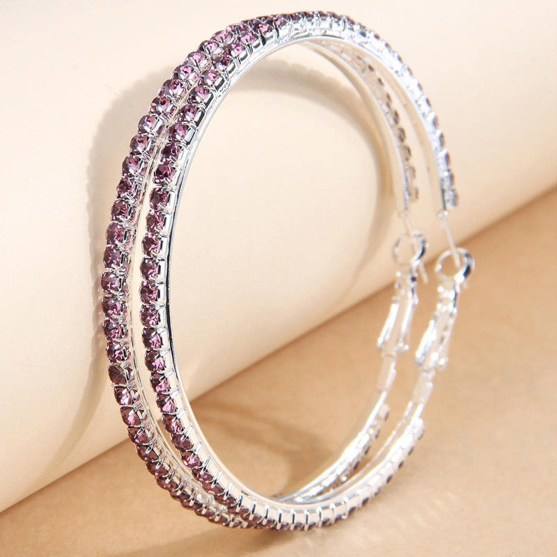 2-4-6-8-10cm oversized earrings exaggerated earrings european and american round rhinestone geometric hoop earrings for women cross-border