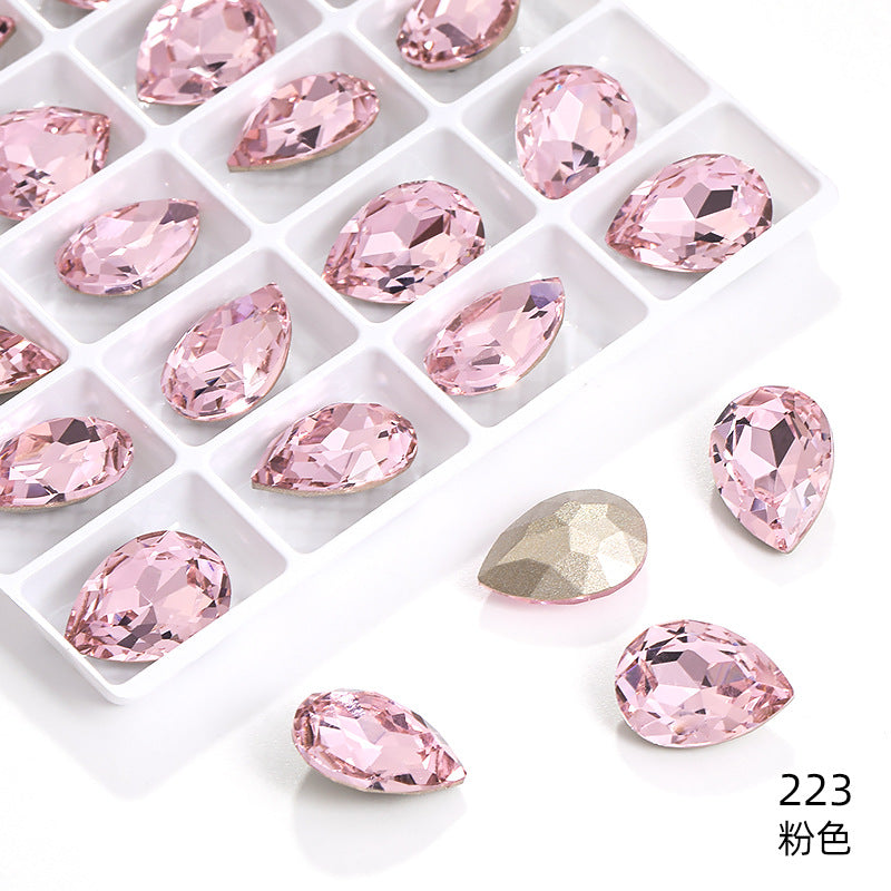 K9 high-end pear-shaped rhinestones, special-shaped rhinestones, real silver-plated base wedding dress accessories, pointed bottom pinkstone rhinestones