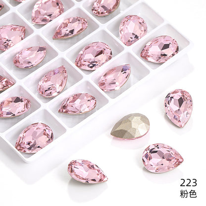 K9 high-end pear-shaped rhinestones, special-shaped rhinestones, real silver-plated base wedding dress accessories, pointed bottom pinkstone rhinestones
