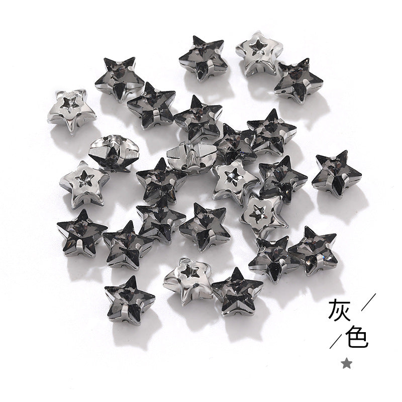 Best-selling 10mm five-pointed star stainless steel claw drill, ultra-glitter five-pointed star nail art clothing DIY accessory glass diamond