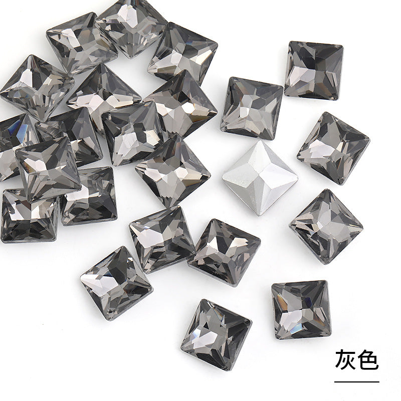 Square special-shaped diamonds, real silver-plated bottoms, bags, hair clips, accessories, shoes, clothing, accessories, pointed bottoms, square diamonds
