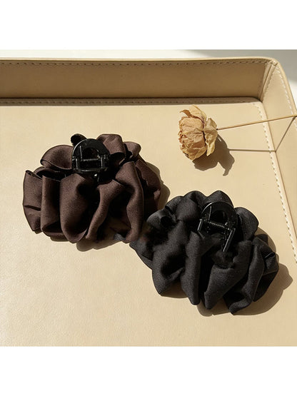 Black Satin Bow Claw Clip for Women, Premium 2026 New Cloud Bubble Hair Clip, Minimal Hair Volume, Shark Clip
