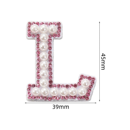 Pink rhinestone pearl letter stickers for clothing DIY, luggage accessories, decorative fabric stickers, 26 English letters hat stickers
