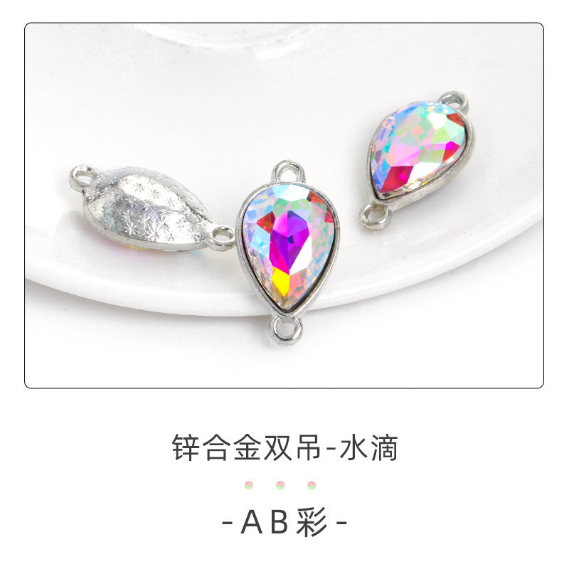 Direct supply of waterdrop double pendants, zinc alloy pendants, earrings, bracelets, jewelry accessories, high-value waterdrop double pendants