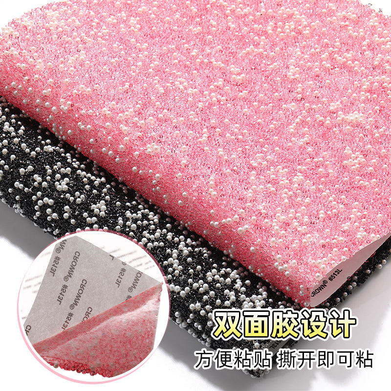 Resin 24*40CM pearl diamond mesh water rhinestone glue mesh peels off and sticks instantly for DIY crafts, sequins, glue, jewelry accessories