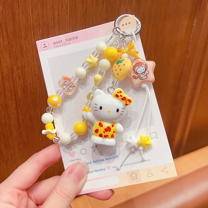 DIY small violin slippery star man beaded keychain small pendant cute bag cute grain modified baby doll doll pendant