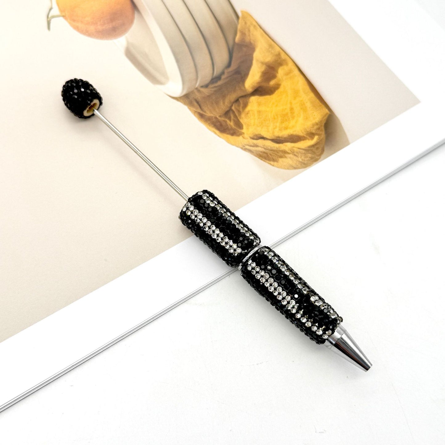 DIY  hot selling straight stripe full diamond ballpoint pen creative beaded cute grain pen hand-inlaid with diamonds heavy work ballpoint pen