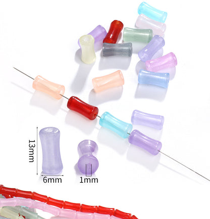 6x12mm Glass Bamboo Beads - Translucent Glazed Crystal DIY Jewelry Beading Accessories