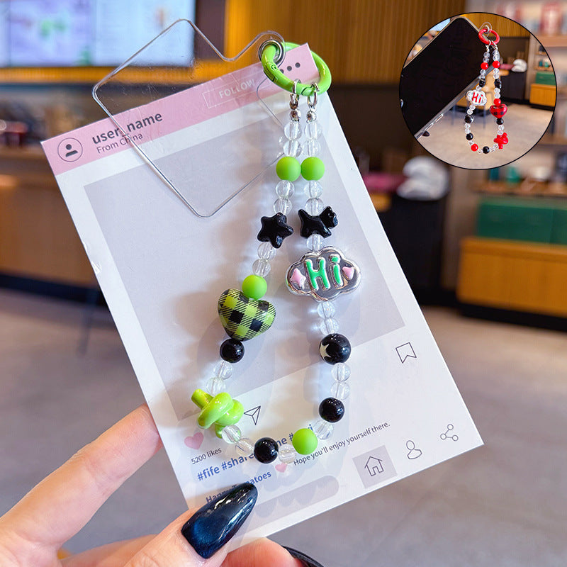 creative dopamine beading mobile phone chain keychain pendant cute car keychain bag pendant wholesale