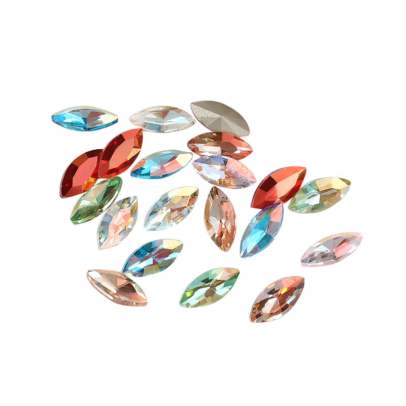 Horse eye crystal diamond, diamond-shaped coated light color glass rhinestone, DIY nail art accessories, irregular pointed and base diamond influencer