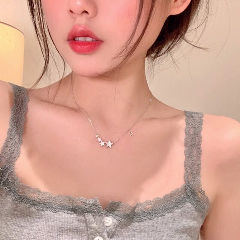 Korean INS style double-layer pearl starry sky necklace for women, sophisticated light luxury necklace, accessory choker collarbone chain