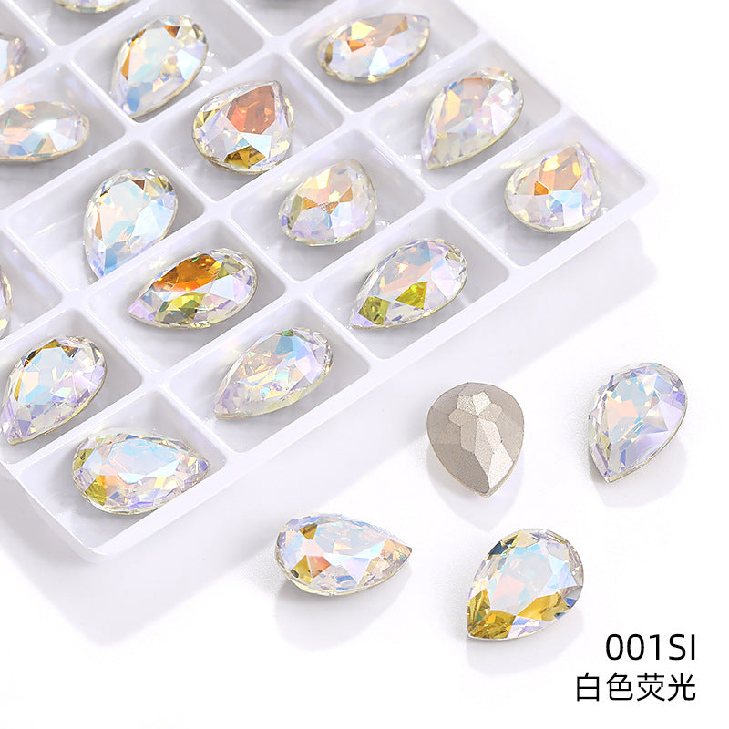 K9 high-end pear-shaped rhinestones, special-shaped rhinestones, real silver-plated base wedding dress accessories, pointed bottom pinkstone rhinestones
