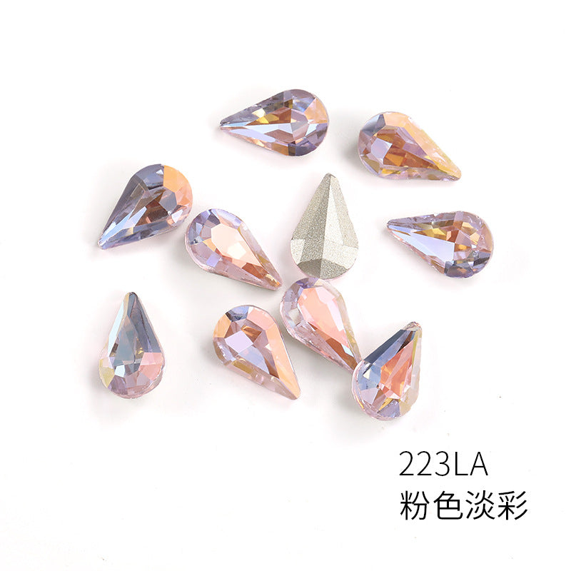 Brand new light color series 8*13 waterdrop glass rhinestones, pointed bottom DIY phone case, nail art diamond stacking materials, accessories