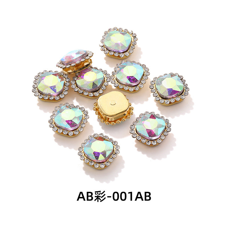 Fat square flower disc buckle sunflower double-layer glass drill DIY hand-punched hand-sewn diamond fat square diamond factory wholesale supply