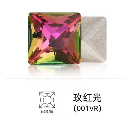 Cross-border hot-selling square right-angle high-top glass drill, special-shaped water rhinestone, DIY square pointed base diamond inlaid with diamond attachment materials