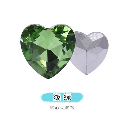Internet celebrity explosive pointed bottom peach heart diamond crystal glass diamond mobile phone sticker diamond clothing headband accessories jewelry diamond love diamond