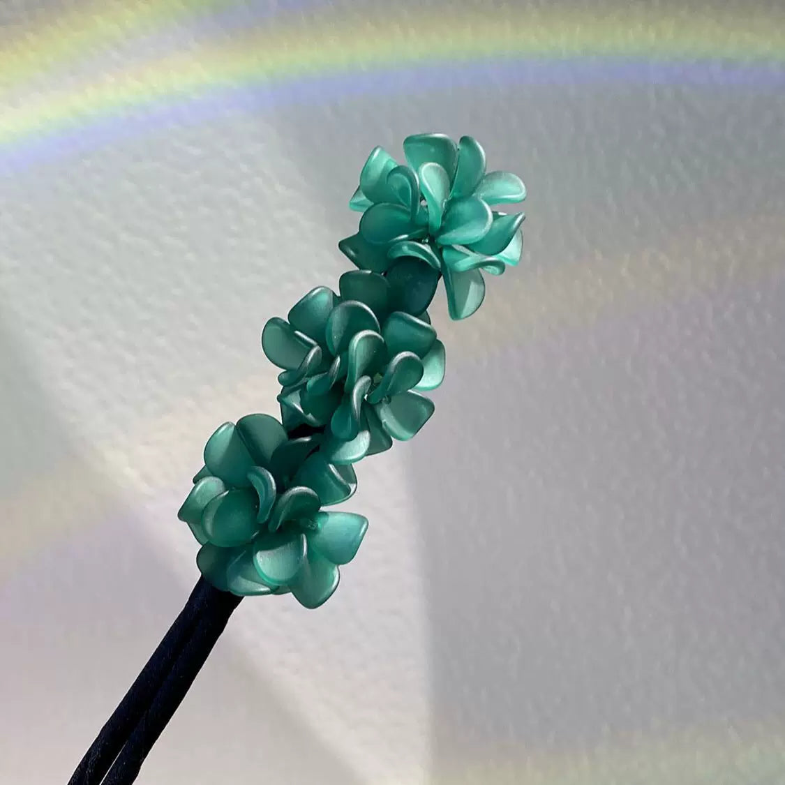 Floral hair wand bun updo tool, lazy minimalist flower bud headpiece, acrylic upgraded hydrangea hair accessory
