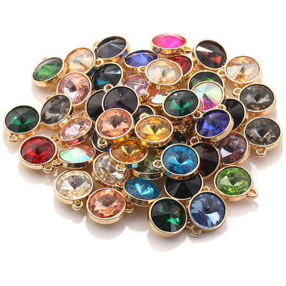 12mm satellite single hanging glass diamond single-hole alloy pendant inlaid with round crystal diamond earrings jewelry DIY accessories