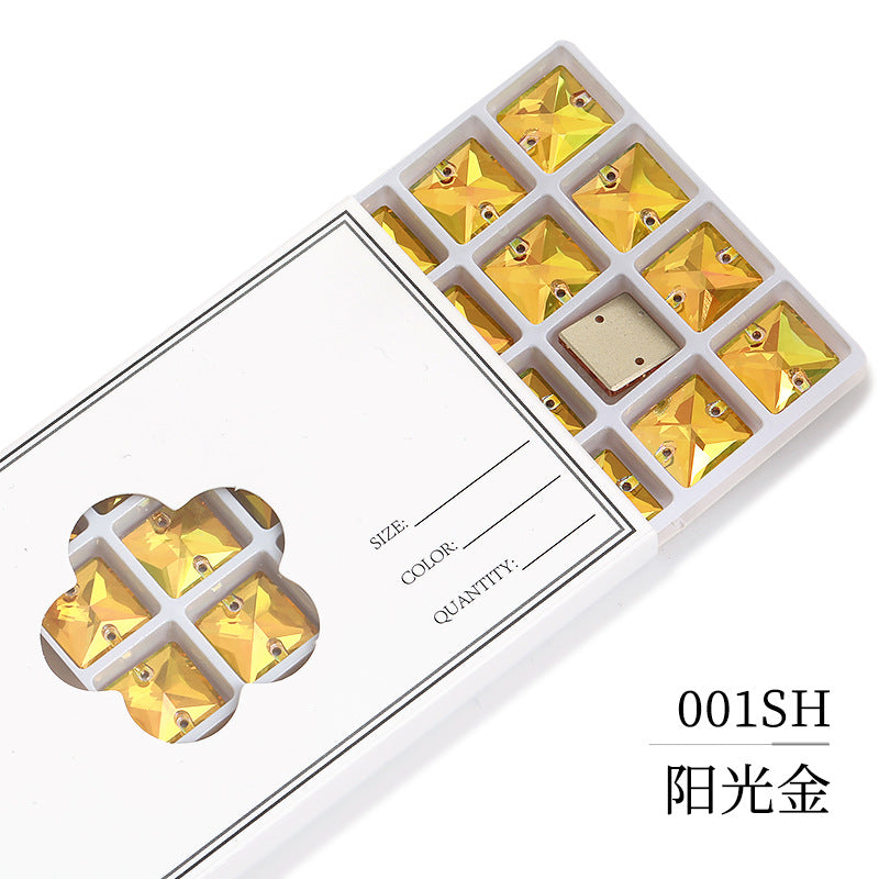 K9 Square Flat Sewn Diamond - Scratch-Resistant Shoe Accessories Luggage Clothing Flat Buckle Crystal Double Hole Rhinestones