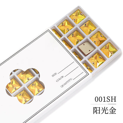 K9 Square Flat Sewn Diamond - Scratch-Resistant Shoe Accessories Luggage Clothing Flat Buckle Crystal Double Hole Rhinestones